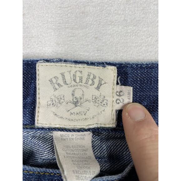 Rugby by Ralph Lauren Jeans Womens 26 Blue Boyfriend Distressed Button Fly - Picture 4 of 13